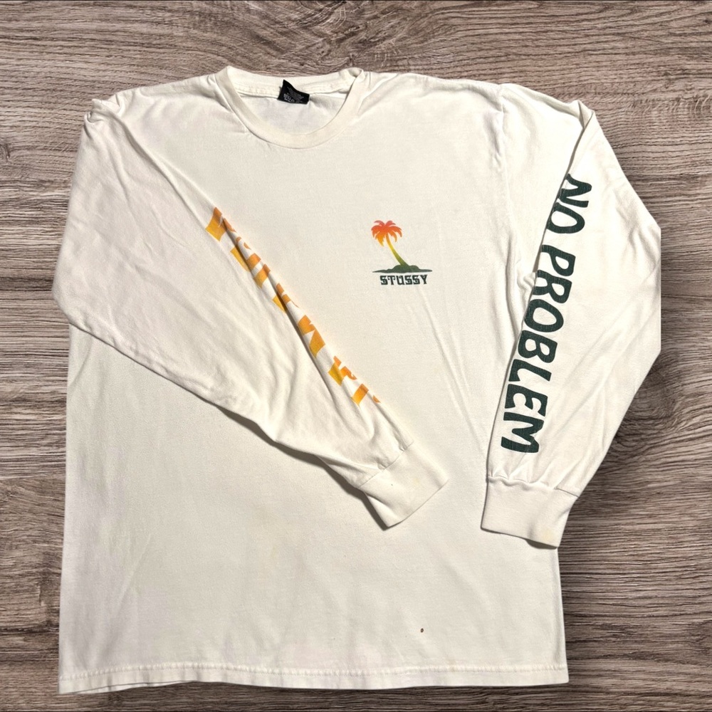 Vintage Stussy Jamaica "No Problem" Long-Sleeve T-Shirt - Picture 2 of 9
